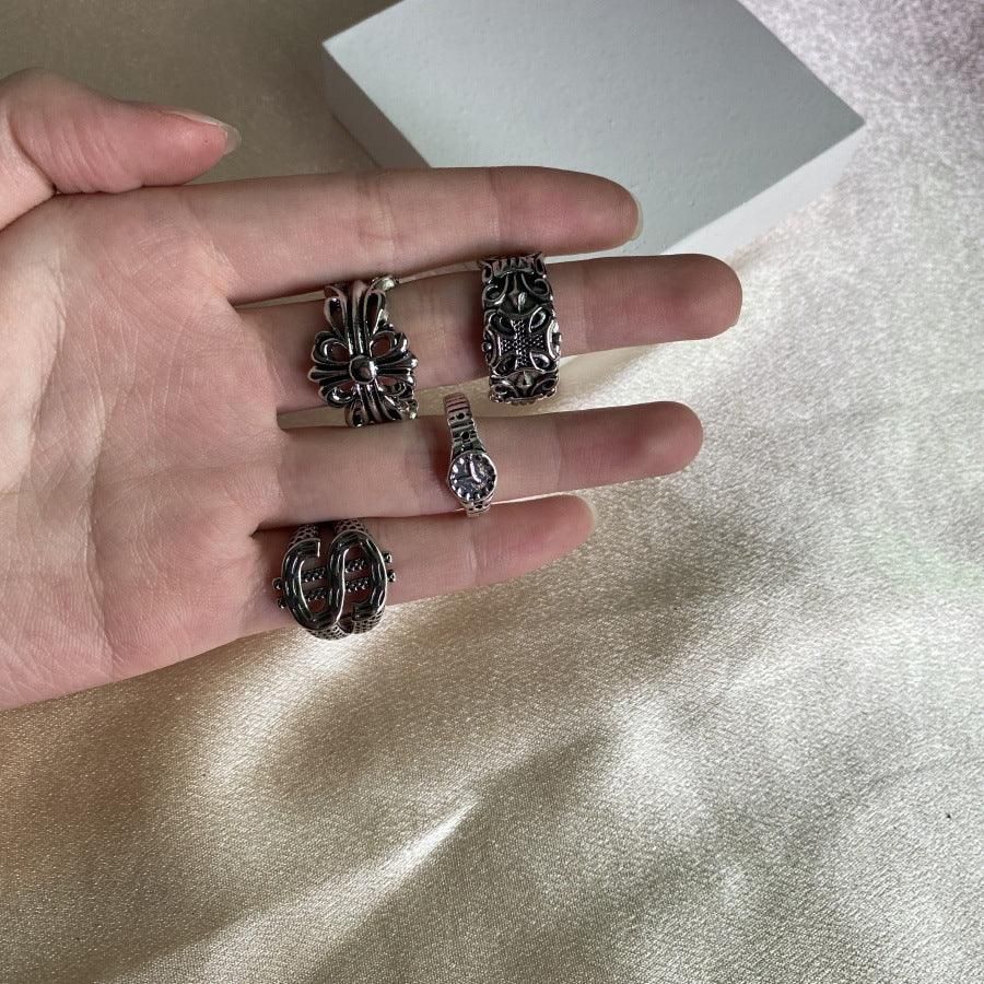 Wholesale  Retro Fashion Pattern Watch Ring  Set