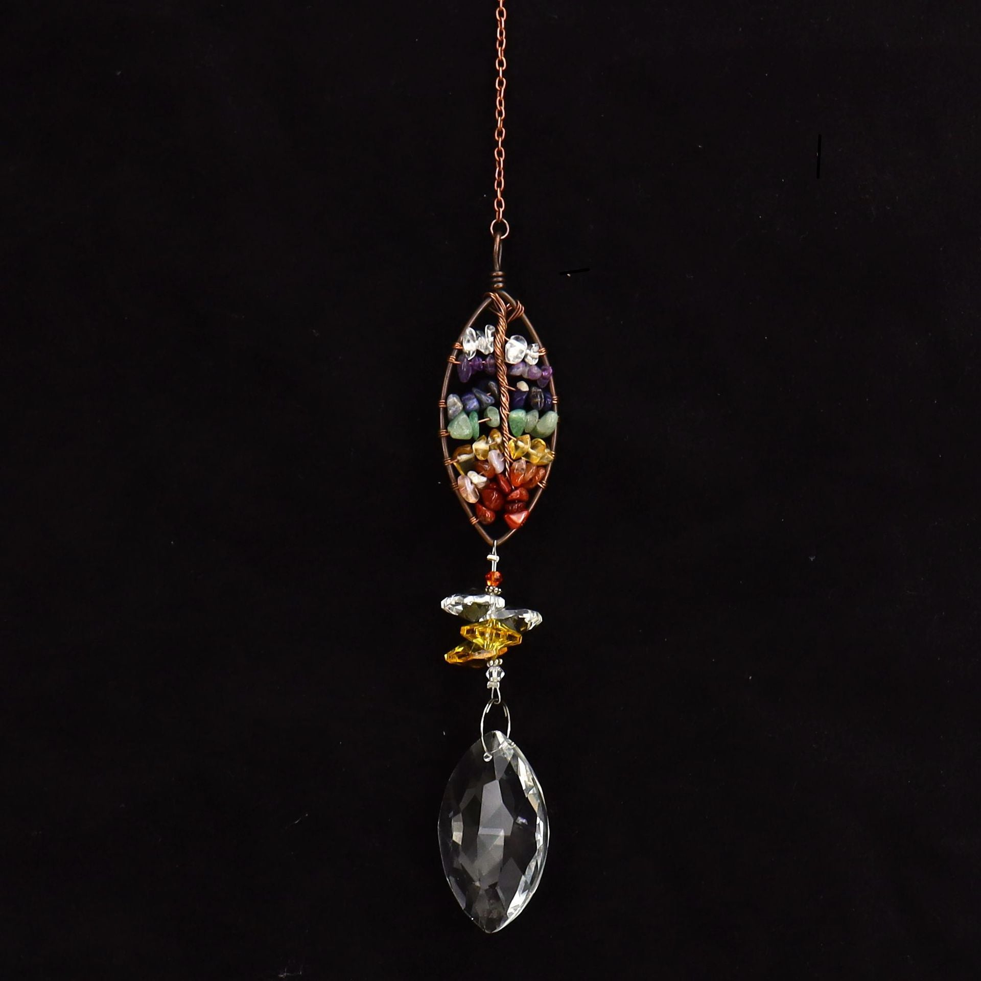 Wholesale  Natural Gravel Tree of Life Crystal Pendant Wind Chimes