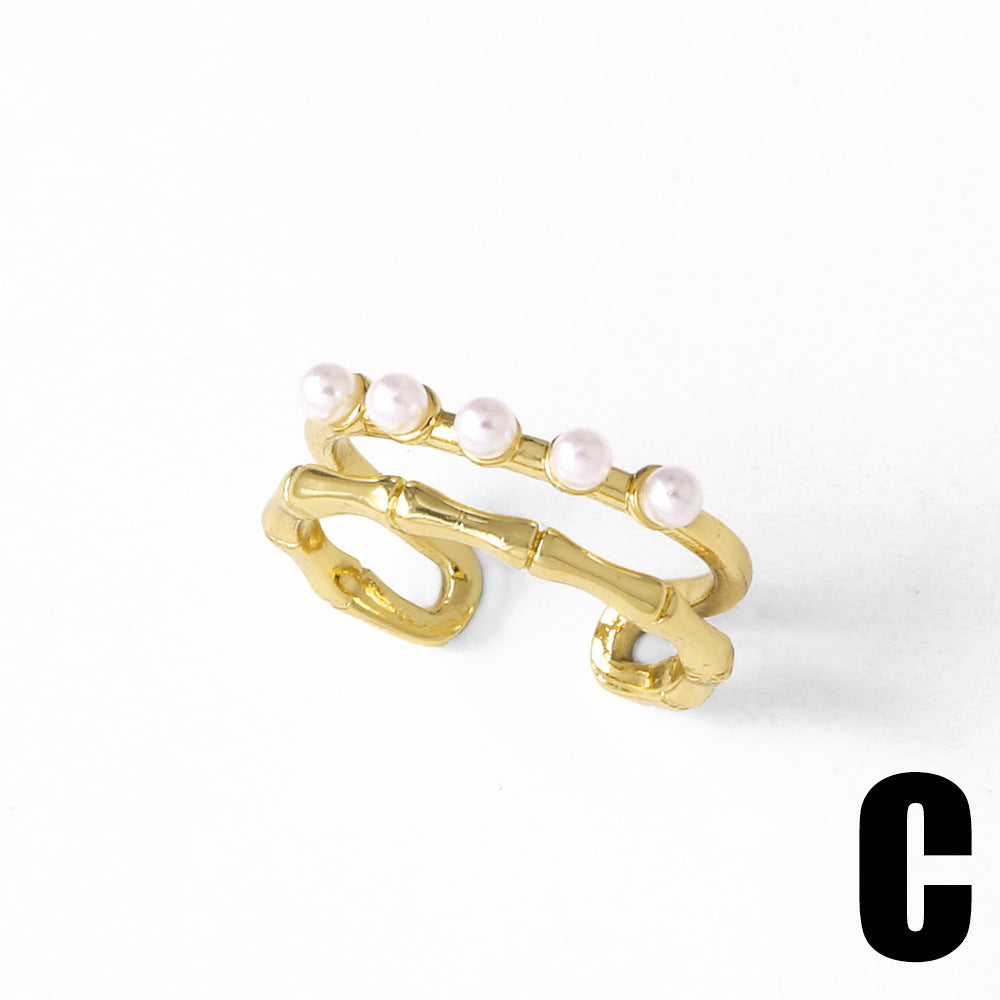 Wholesale open pearl copper plated 18k ring