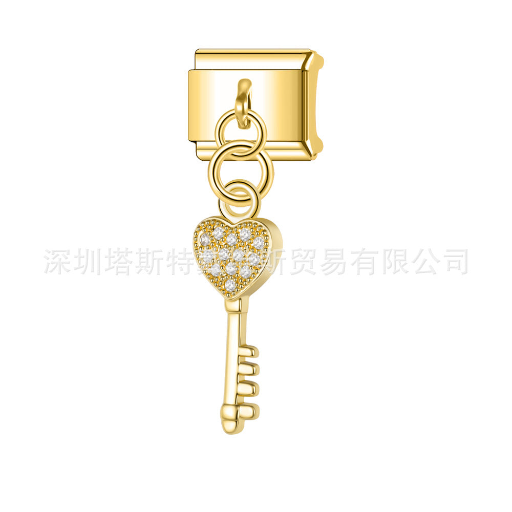 Wholesale Electroplated Alloy Heart Shaped Modular DIY Pendant Bracelet Gift Fashion Accessory