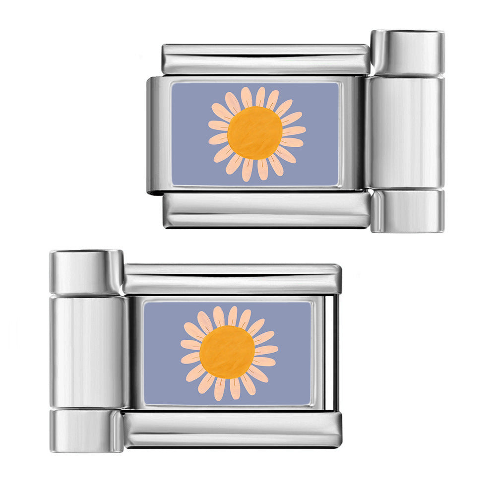 Wholesale Stainless Steel Electroplated Flower Pattern Watch Strap Connector DIY Bracelet Tool for Boutique Resale