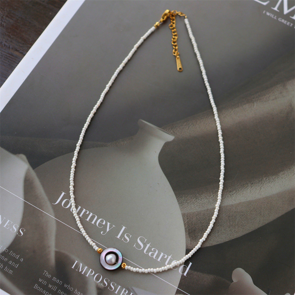 Wholesale Rice Beads Color Natural Stone Freshwater Pearl Handmade Beaded Clavicle Necklace