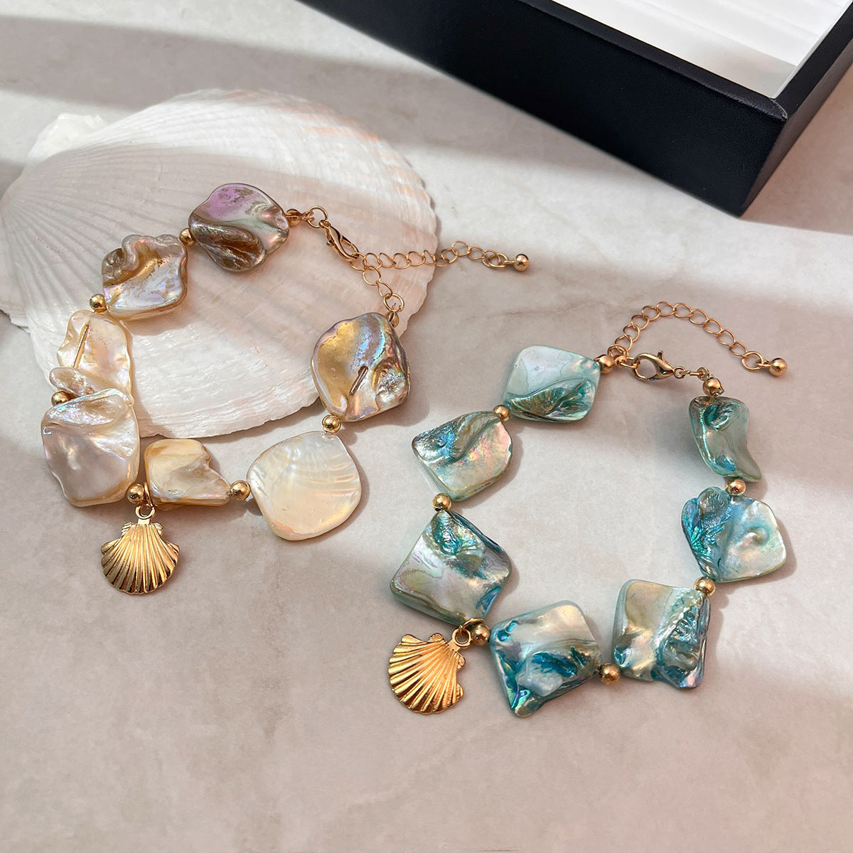 Wholesale Chic Blue Starfish Shell Bracelet For Women Vacation Jewelry Accessory