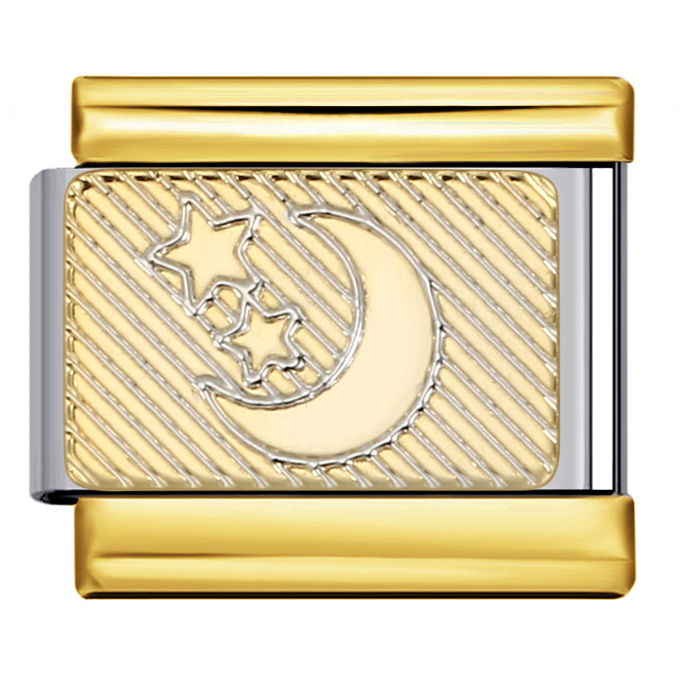 Wholesale Italian Charm Bracelet 9mm DIY gold-plated silver pattern Creative Stainless Steel Composable Bracelet