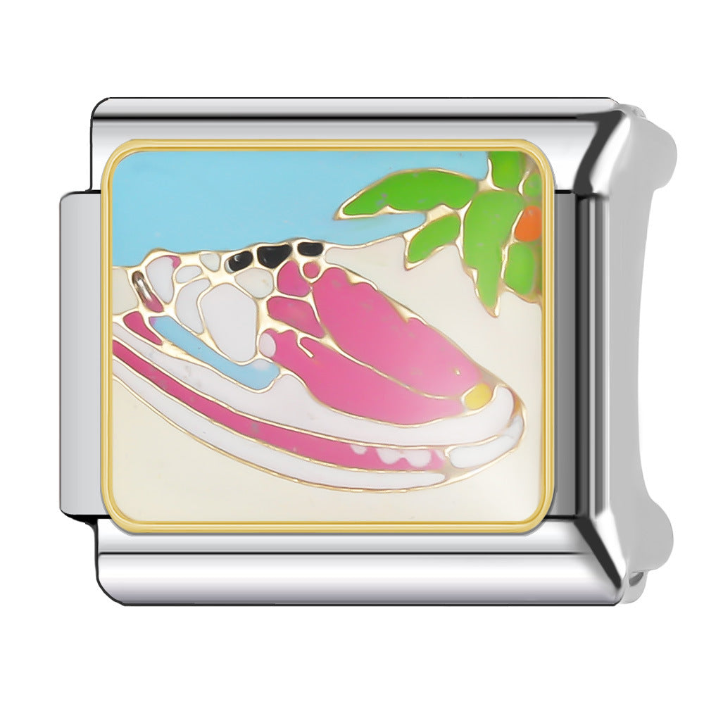 Wholesale Italian Charm Bracelet 9mm DIY Splicing Holiday Scenery Stainless Steel Composable Bracelet