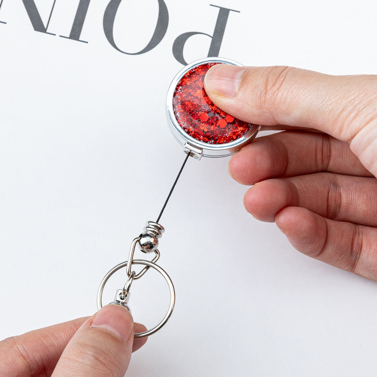 Wholesale DIY Beadable Glitter Sequin Badge Reels Easy-pull Buckle Retractable Plastic Easy-pull Badge Reel Buckle Retractable Buckle