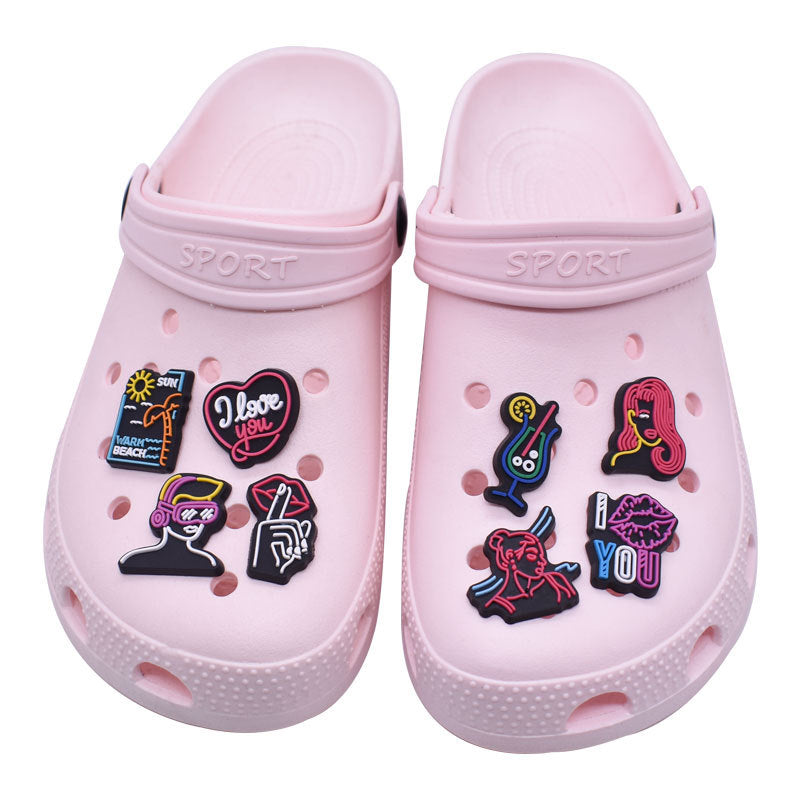 Wholesale random 100pcs cute cartoon PVC soft rubber shoe buckle decoration ACC-SC-RYY072