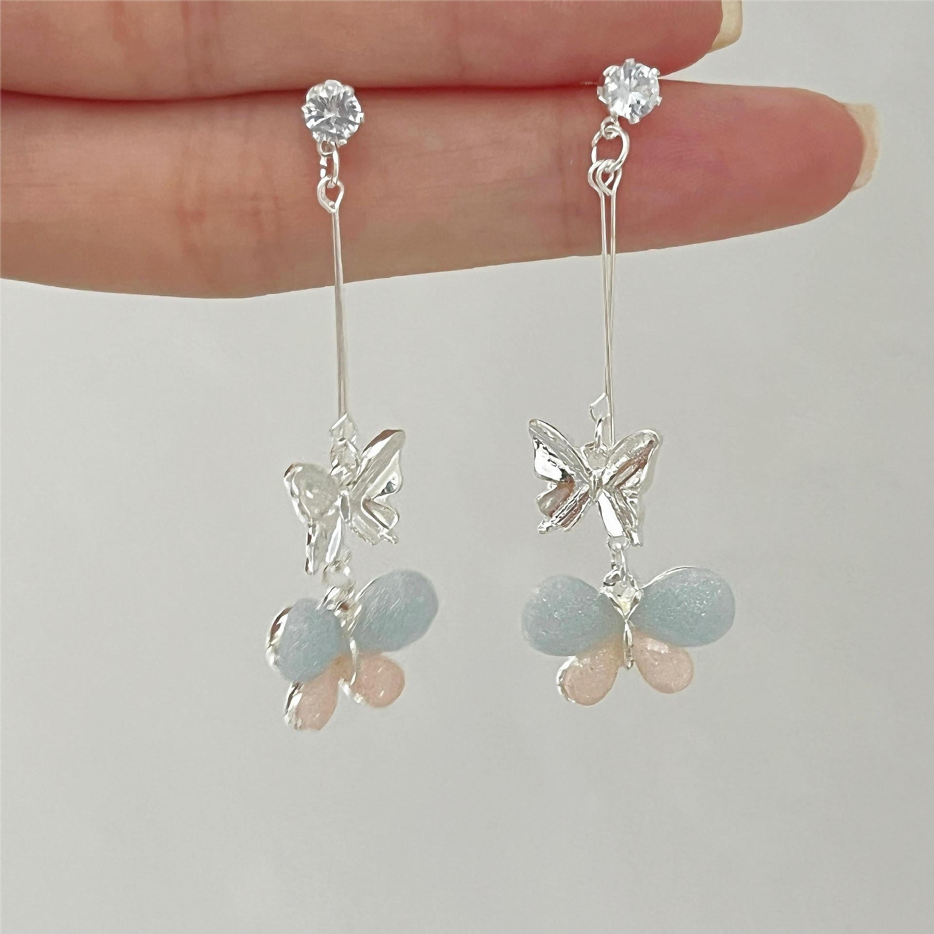Wholesale Butterfly  Light Luxury Long Pendant  Earrings