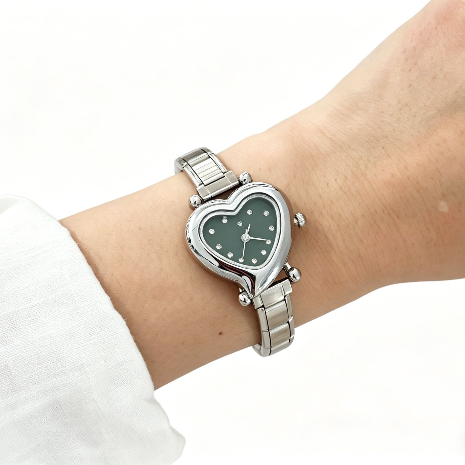 Wholesale Chic DIY Modular Quartz Watch for Women,  Stainless Steel Heart Design,  Fashion Accessory