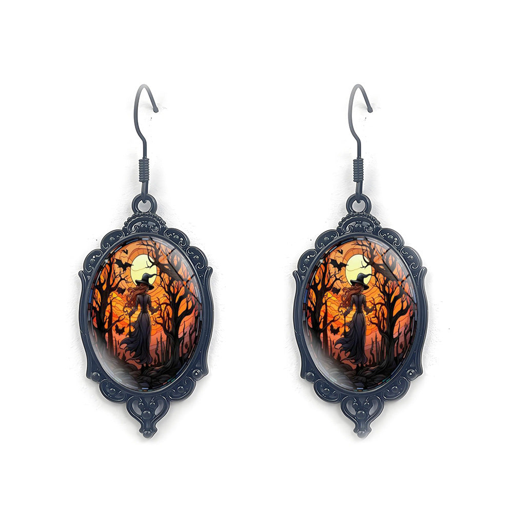 Wholesale Halloween Dark Series Oval Pendant Earrings