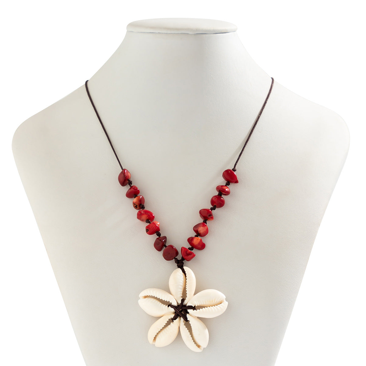 Wholesale retro ethnic style shell stitching flower adjustable necklace