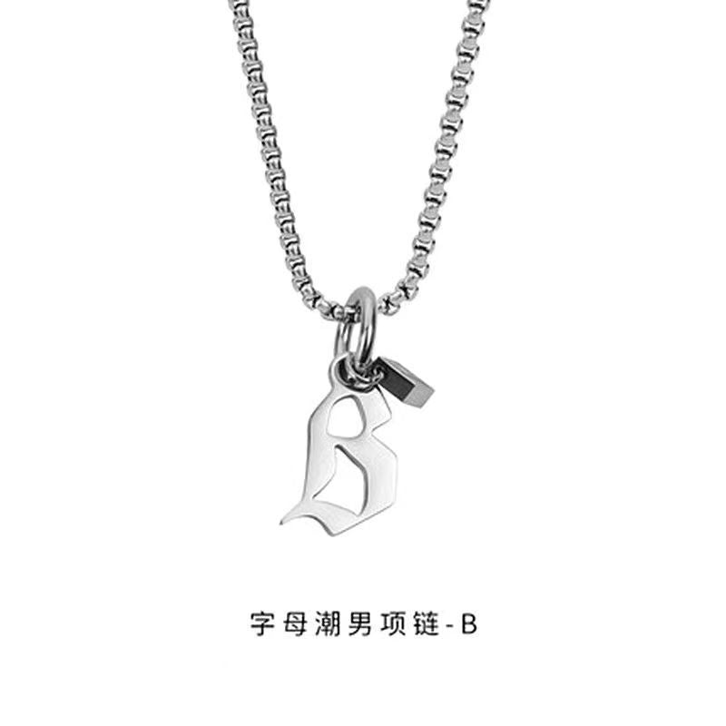 Wholesale Men's 26 Alphabet Titanium Steel Necklace