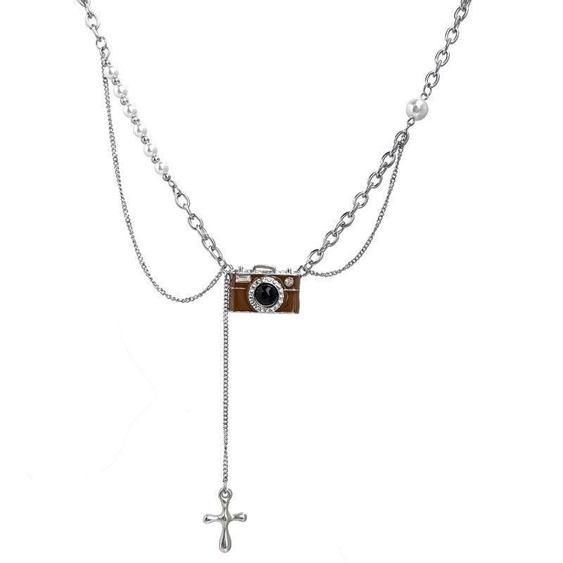 Wholesale Titanium Steel  Vintage Stereo Camera Necklace