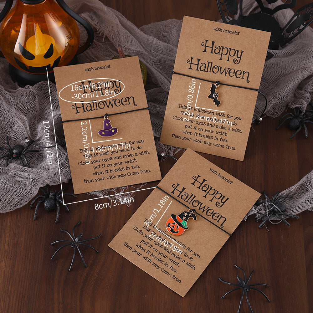 Wholesale Pumpkin Ghost Skull Braided  Series Pendant Halloween Bracelet