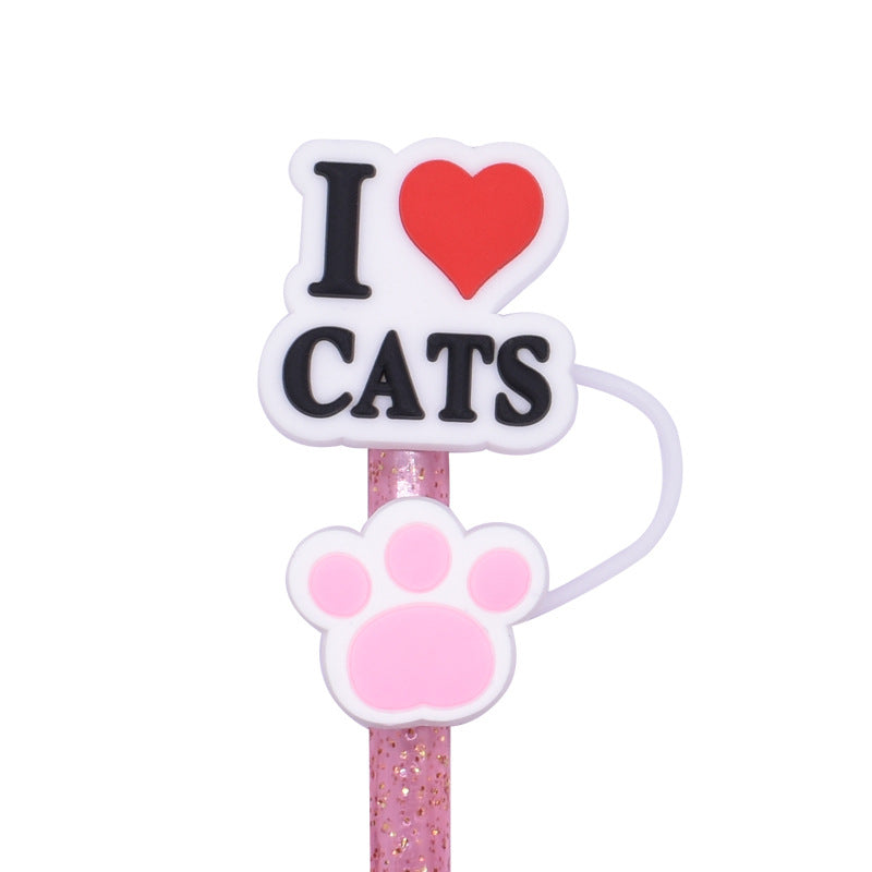 Wholesale  Random 100pcs Animal Pet Cat PVC Soft Straw Tube Cap