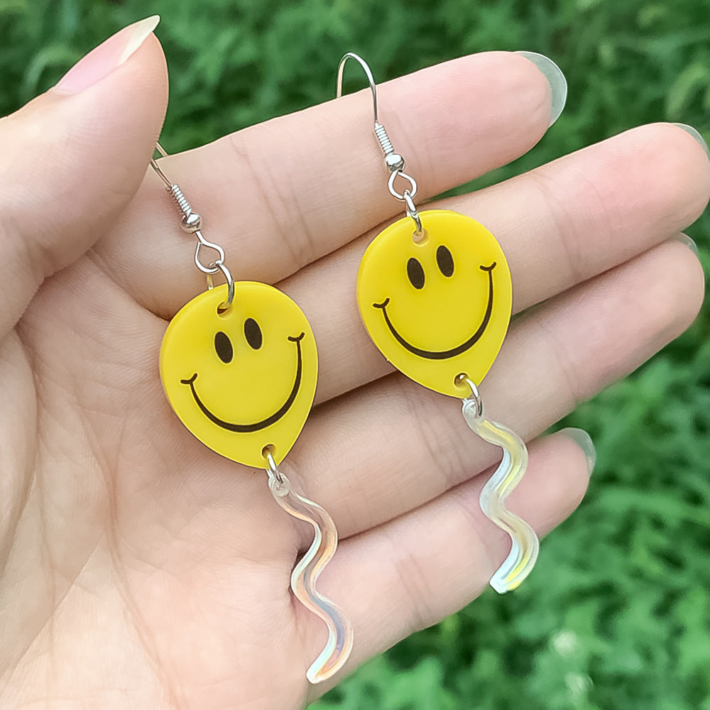 Wholesale Happy Balloon Earrings Dazzling Smiley Balloon Acrylic Earrings ACC-ES-ManT017