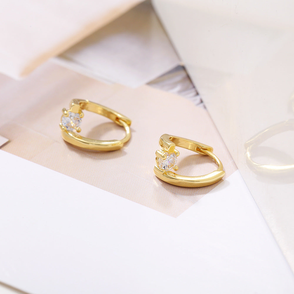 Wholesale Copper Gold Geometric Stud Earrings Asymmetrical Zircon Jewelry Accessory for Women Everyday Wear