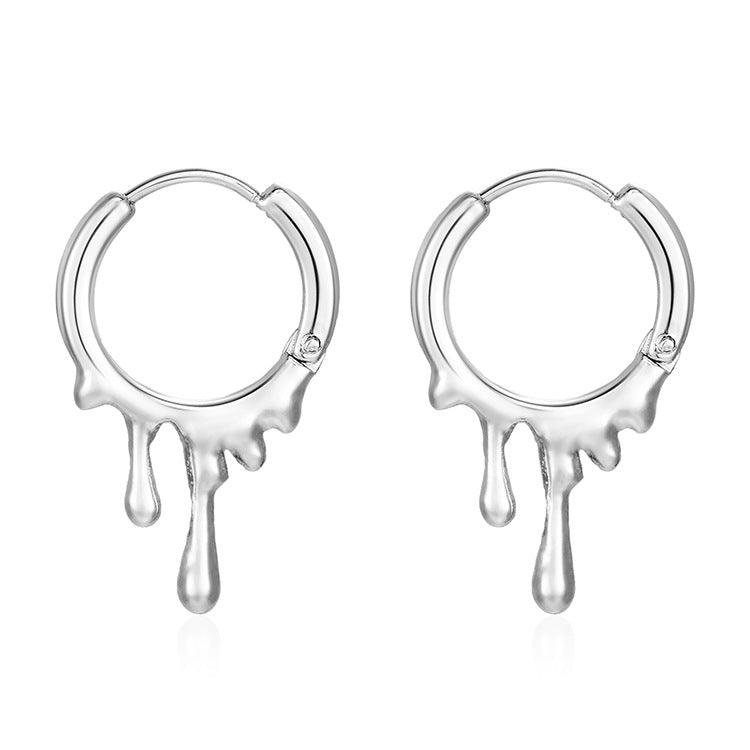 Wholesale Irregular Water Drop Titanium Steel Earrings