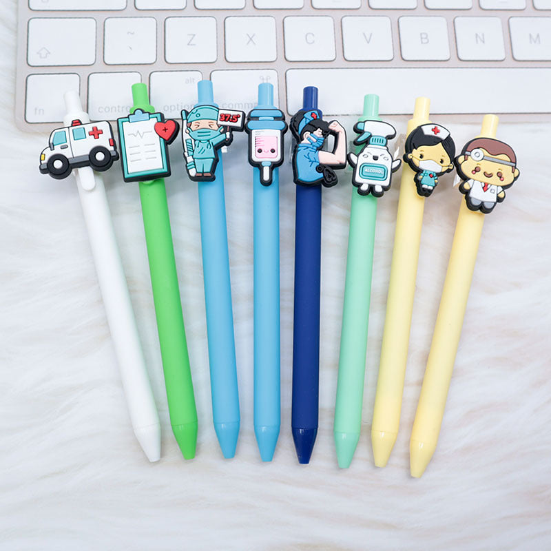 Wholesale  Cartoon PVC Creative Solid Color Doctor Medical 0.5 Pen Press Gel Pen