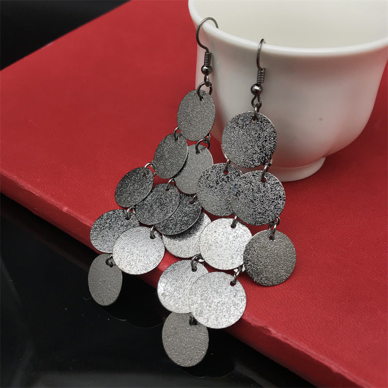 Wholesale Multi-layer Disc Metal Electroplated Exaggerated Earrings Statemente Earrings ACC-ES-FX034