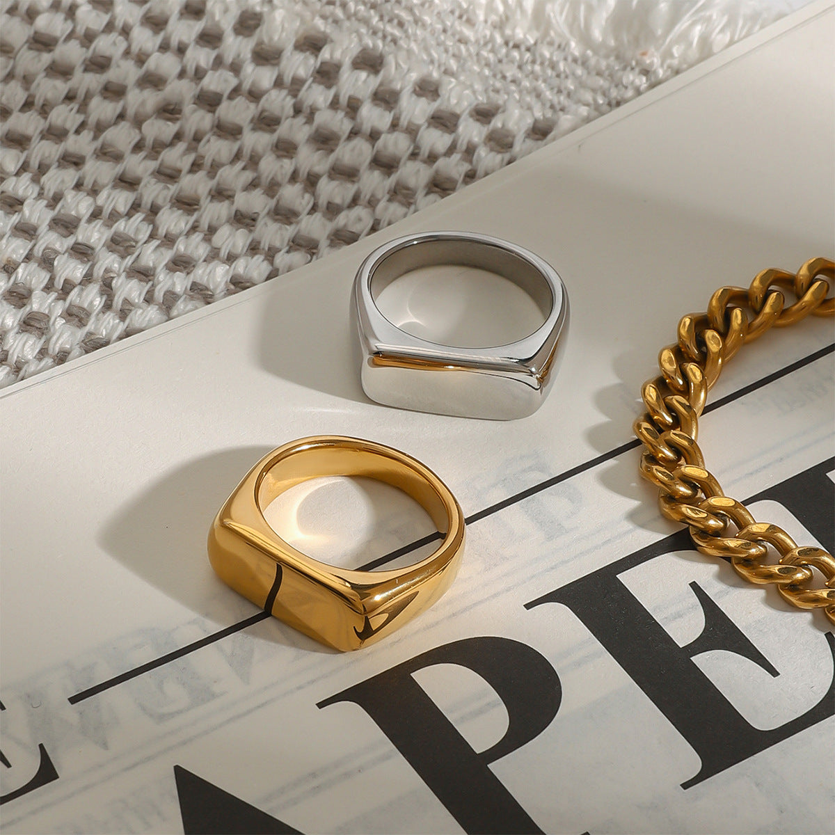 Wholesale  18k gold plated stainless steel plain ring