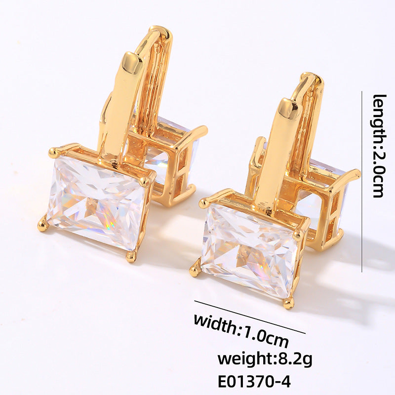 Wholesale Double Sided Square Zircon Earrings ACC-ES-MOXI003