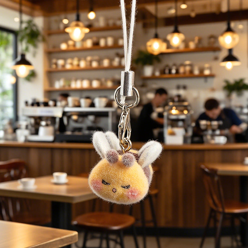 Wholesale Flocking cute cartoon bee keychain