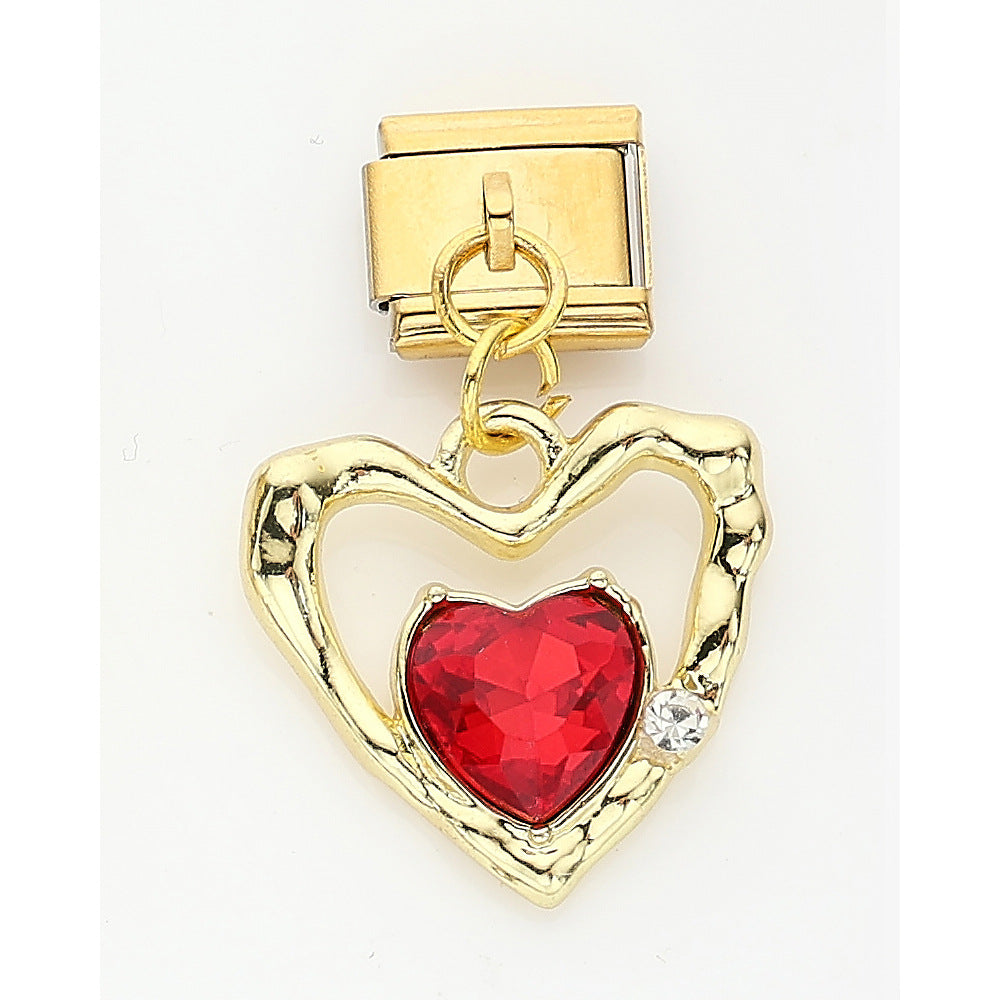 Wholesale 10pcs Italian Charm Bracelet 9mm DIY Splicing Golden Cherry Mushroom Stainless Steel Composable Bracelet