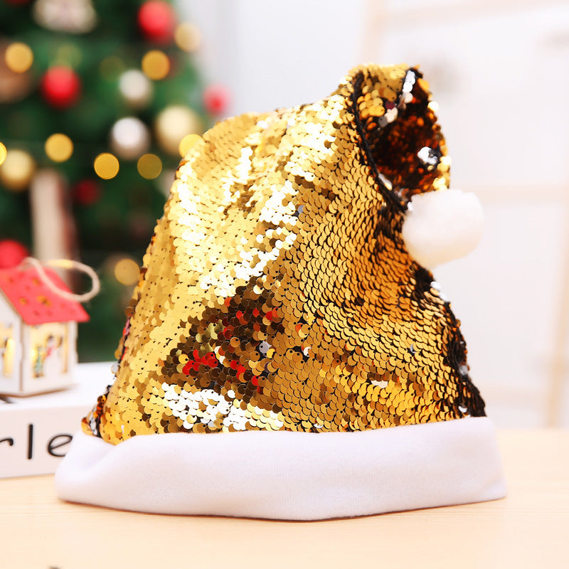 Wholesale Christmas Double-sided Flip Sequin Hat Colorful Bead Pick Christmas Hat ACC-HT-Qimin001