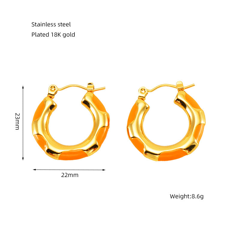 Wholesale Vintage Circle Stainless Steel Earrings Gold Earrings ACC-ES-Zhongy006