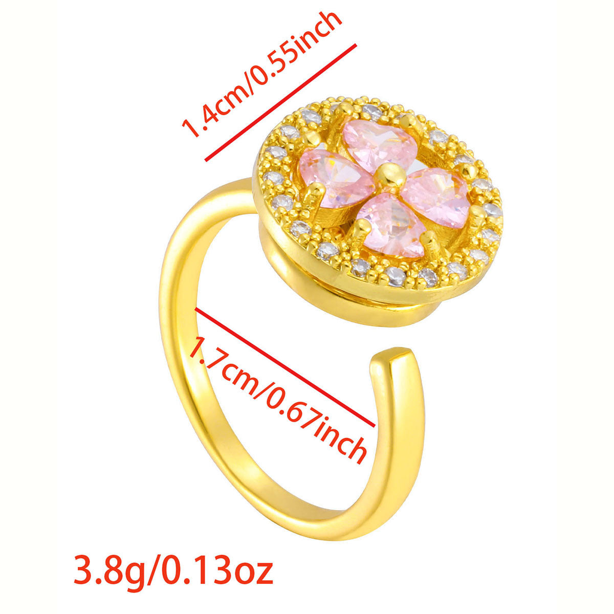 Wholesale Gold Plated Adjustable Rotating Ring Star Moon Zircon Women' s Fashion Jewelry Gift