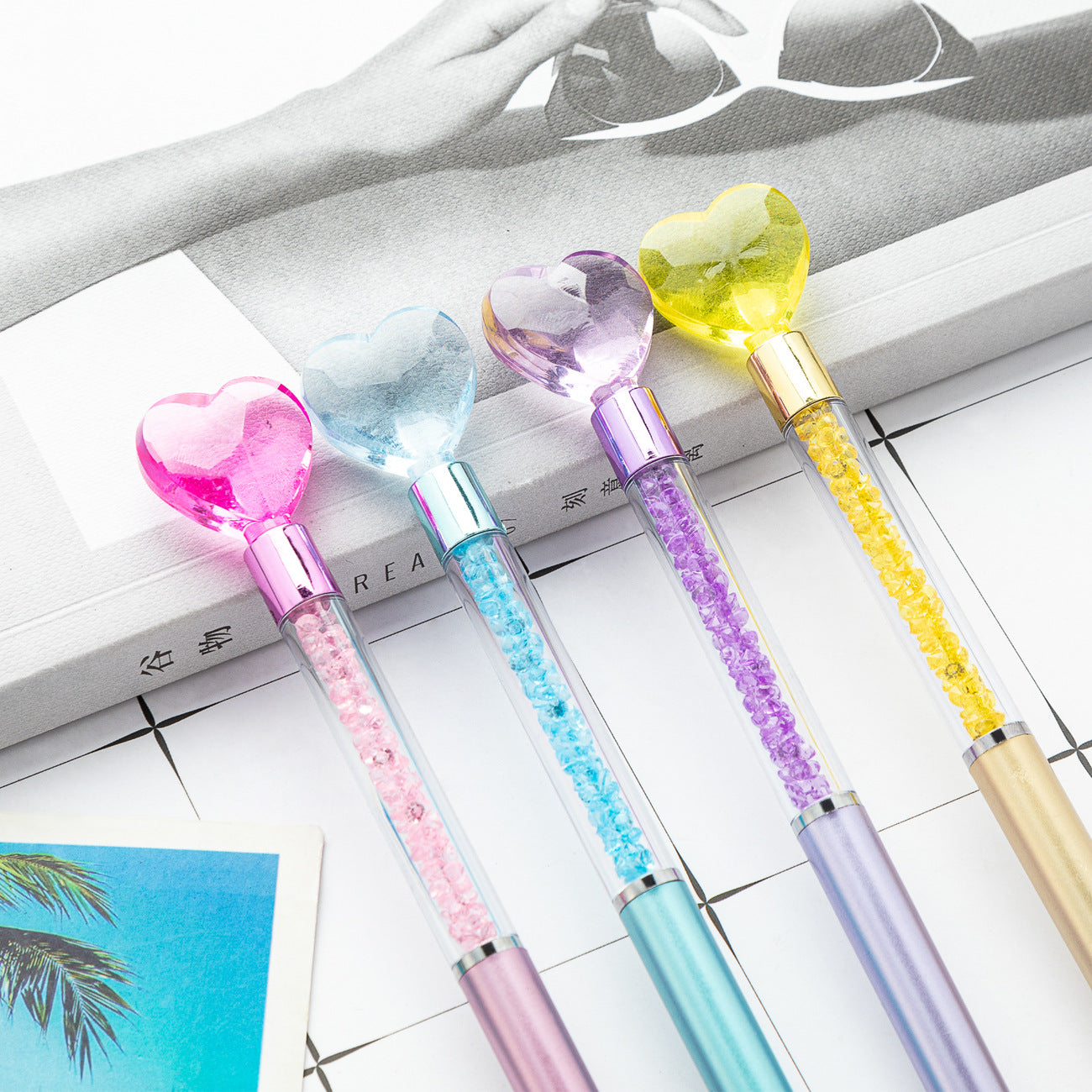 Wholesale Plastic Ballpoint Pen Love Crystal Pen ACC-PN-HuaH042