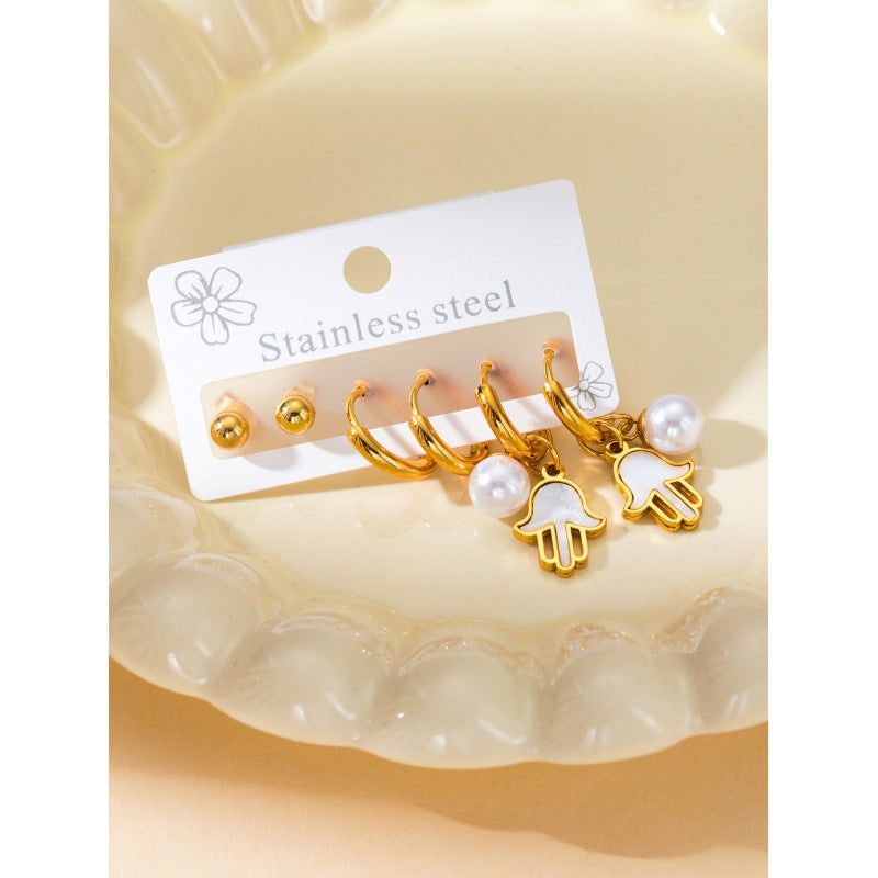Wholesale Stainless Steel Love Five-pointed Star Butterfly Earring Set ACC-ES-BangJie006