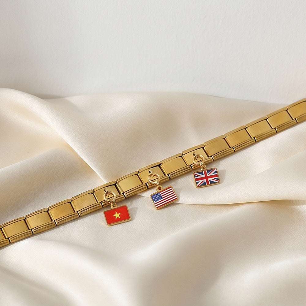 Wholesale World Flag Modular Bracelet Stainless Steel DIY Fashion Accessory