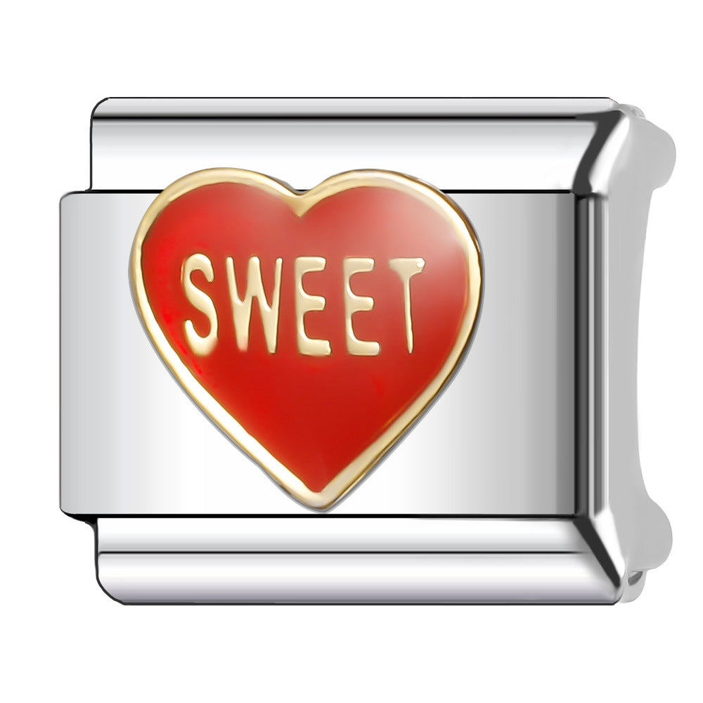 Wholesale Italian Charm Bracelet 9mm DIY Splicing Red Series Stainless Steel Composable Bracelet