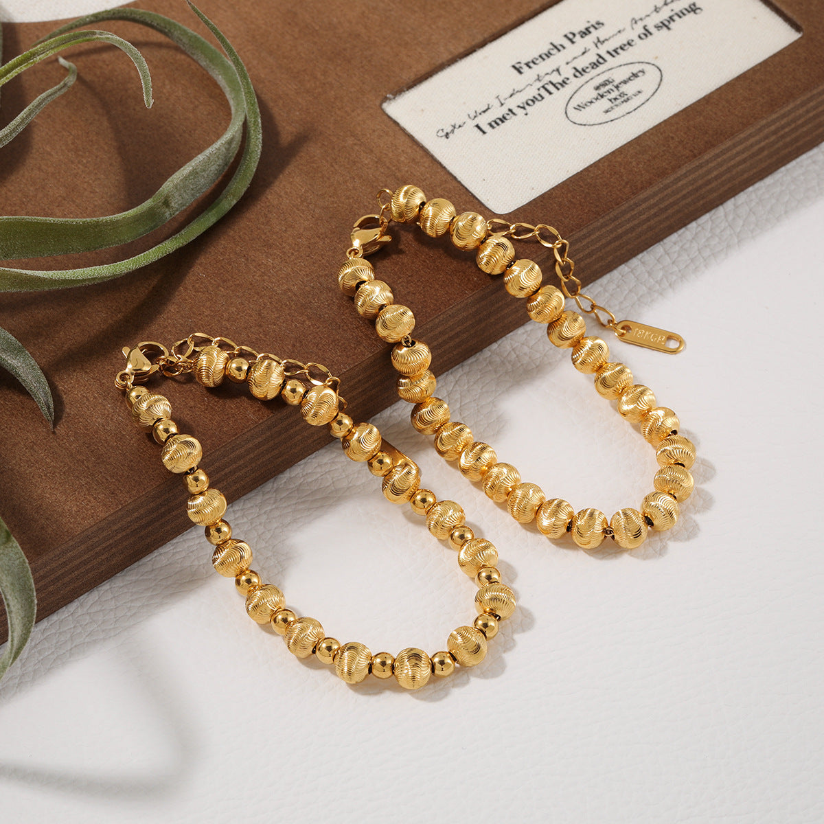 Wholesale Beads Flower Beaded Bracelet  Titanium Steel Bracelet