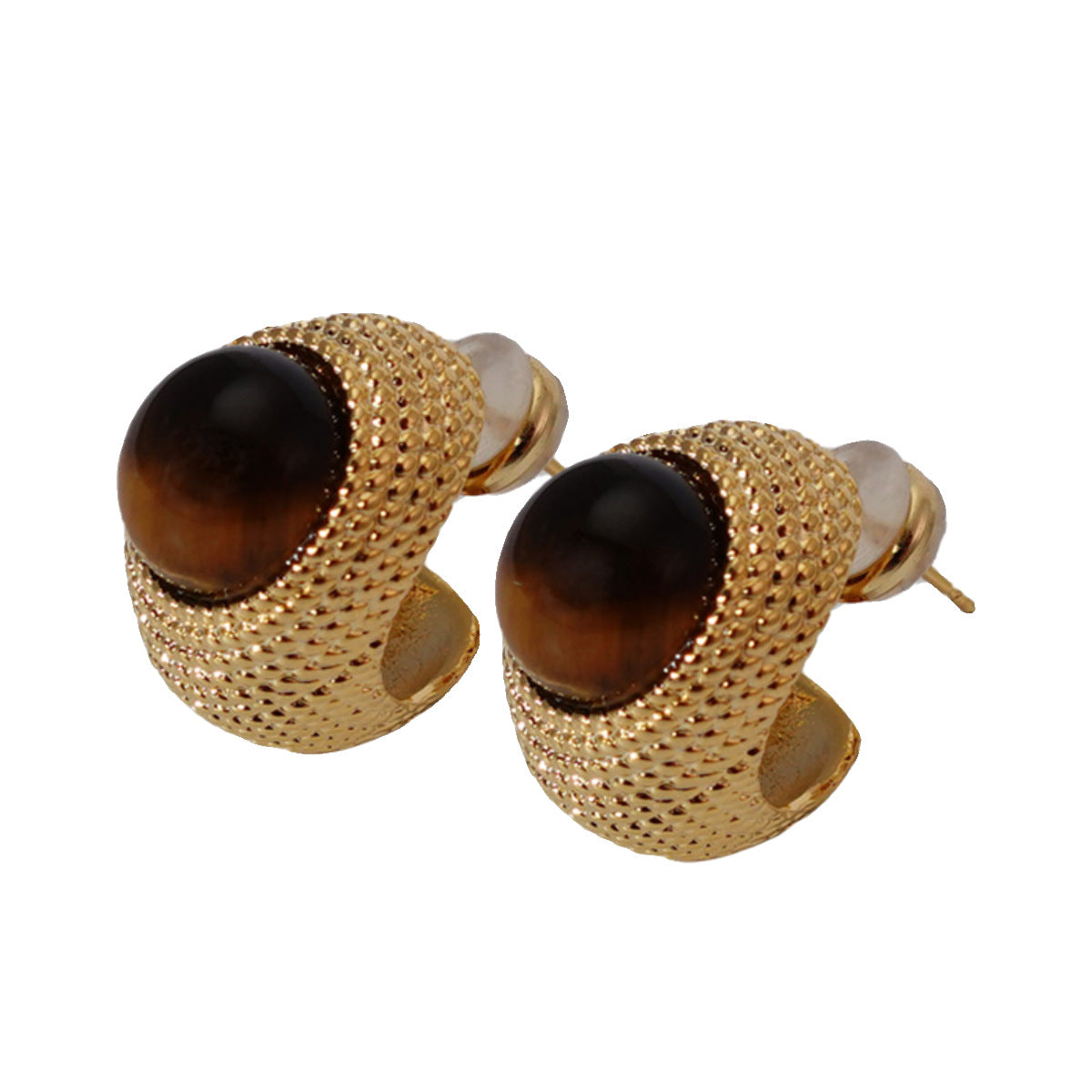 Wholesale Tiger's Eye Stone Light Luxury  Earrings
