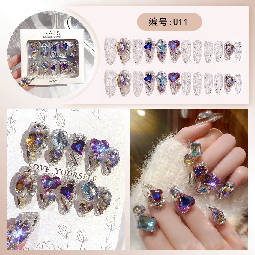 Wholesale 24 Pieces/box Large Diamond Nail Patches Press-on Nails Kits Nail Stickers ACC-NS-DiNa004