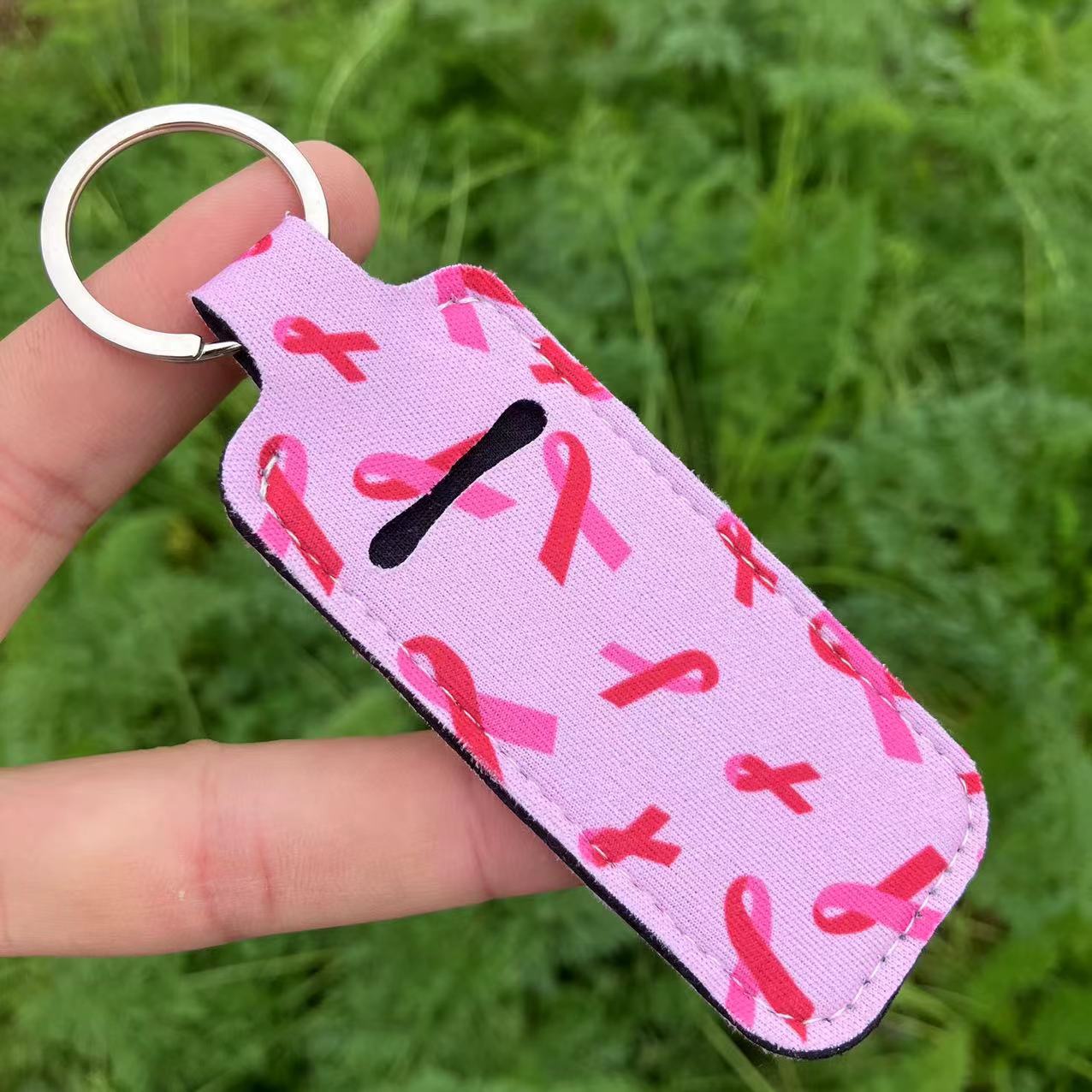 Wholesale Western Style Sunflower Leopard Print Lipstick Set Keychain Chapstick Holder ACC-KC-QiuXue005