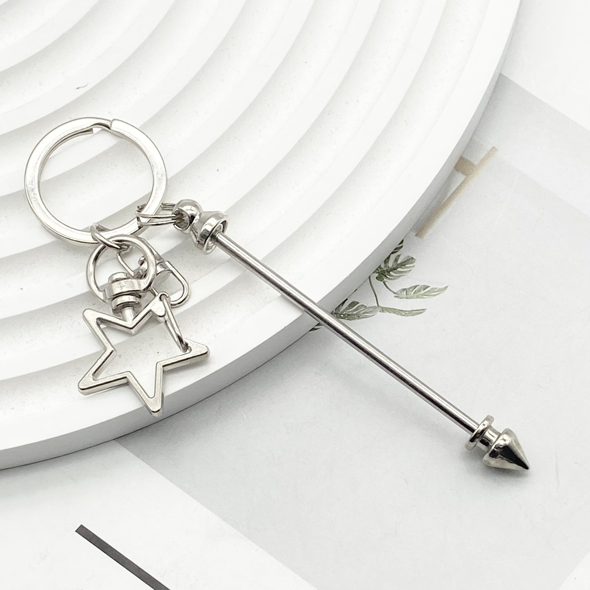 Wholesale  Metal Creative Star Heart beadable Keychain