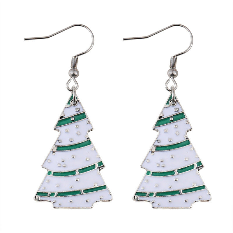 Wholesale Retro Minimalist Green Christmas Tree Drop Earrings Zinc Alloy Fashion Accessory For Party Wear Resale