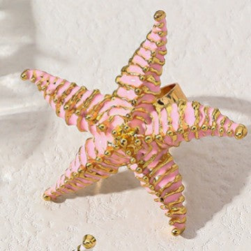 Wholesale Beach holiday style starfish necklace open ring