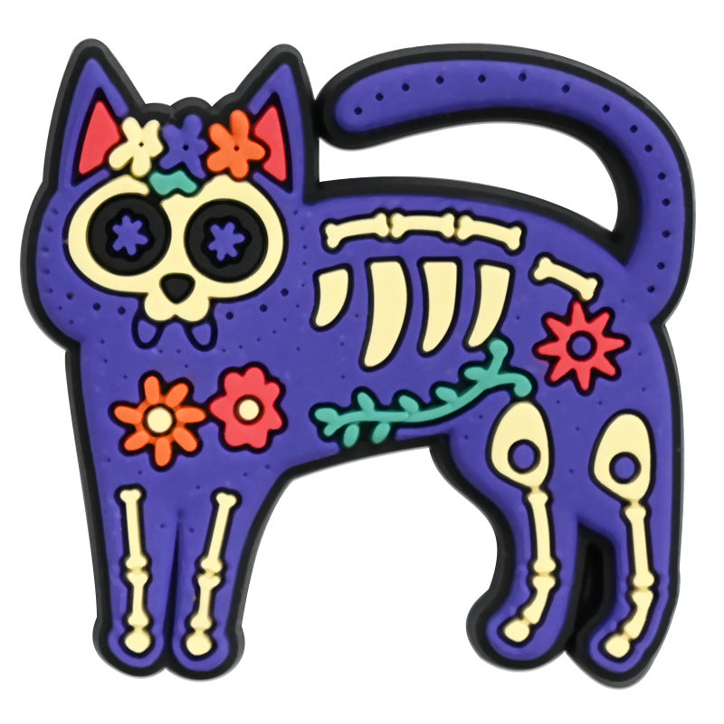 Wholesale Random 100pcs Day of The Dead PVC Soft Rubber Shoe Buckle Decoration ACC-SC-RYY075