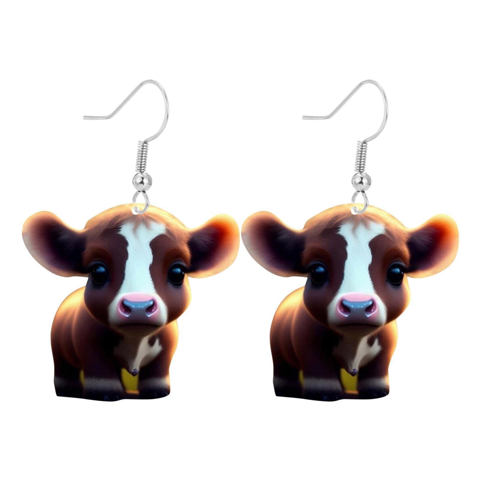 Wholesale Cartoon Colorful Cow Flat Acrylic Earrings ACC-ES-YuanJi001