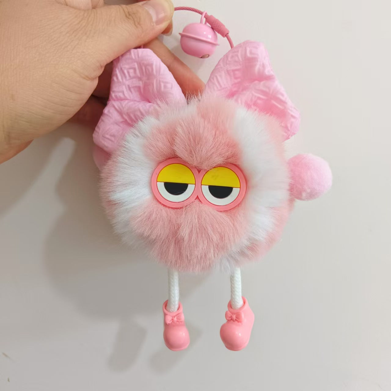 Wholesale cute little tennis ball rex rabbit fur keychain