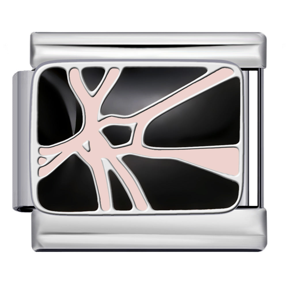 Wholesale 5pcs Italian Charm Bracelet 9mm DIY Splicing Black Pink Pattern Stainless Steel Composable Bracelet