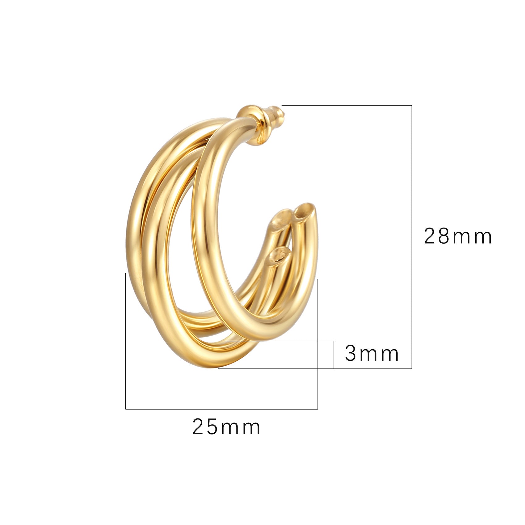 Wholesale  Stainless Steel Simple Multi-layer C- ring Earrings