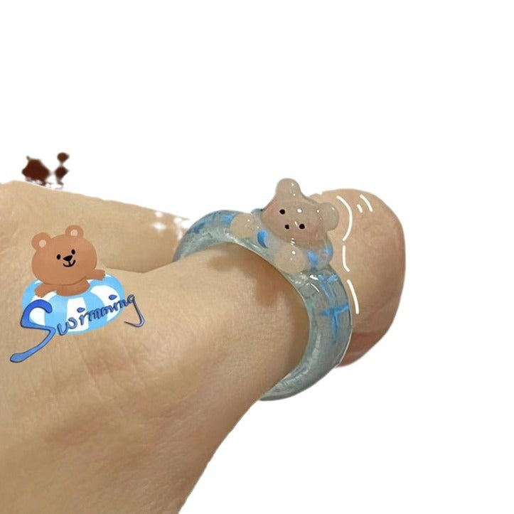 Wholesale  Cute Blue Bear Ring  Cute Cartoon Ring