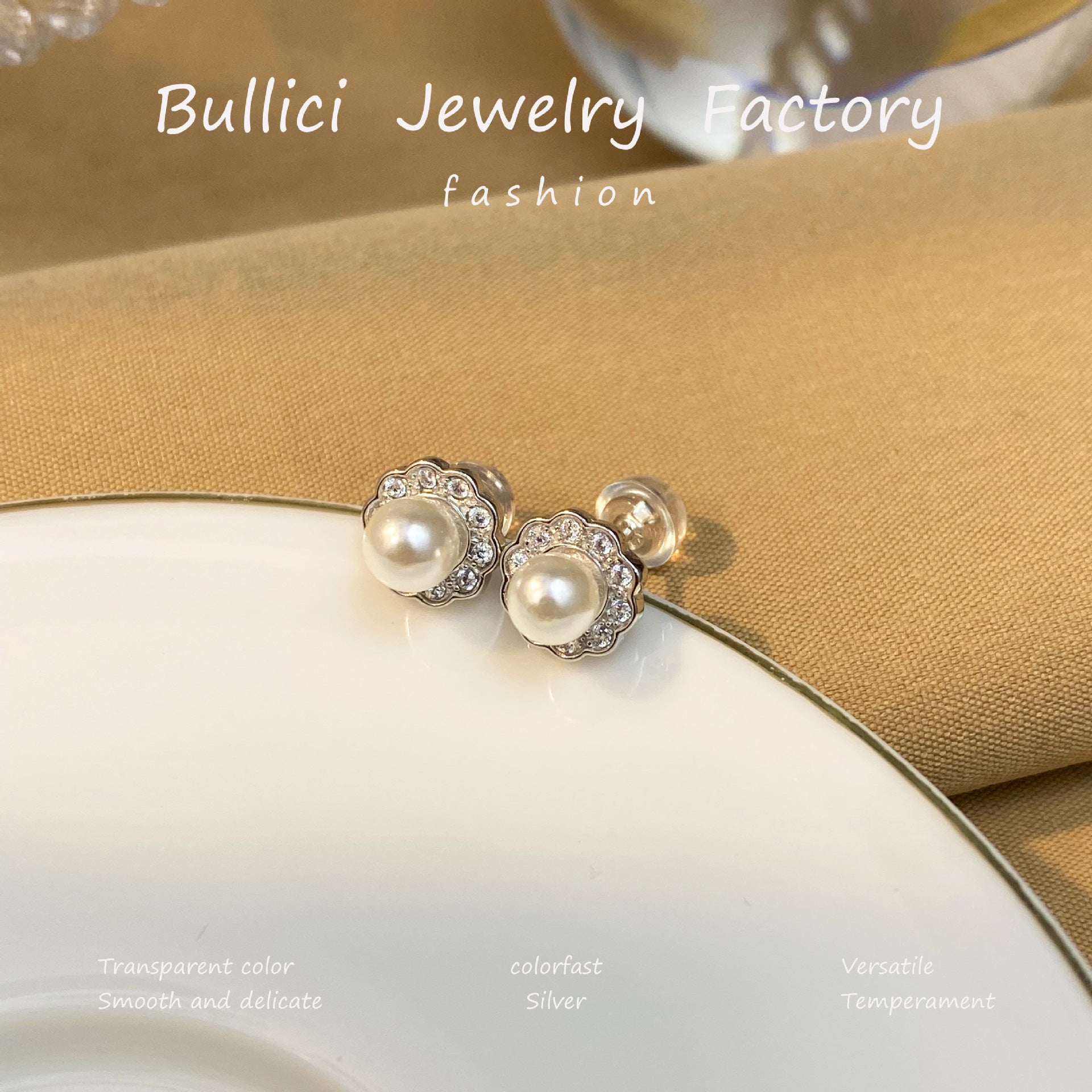 Wholesale  S925 Sterling Silver Earrings Small Round Beads Flower Earrings