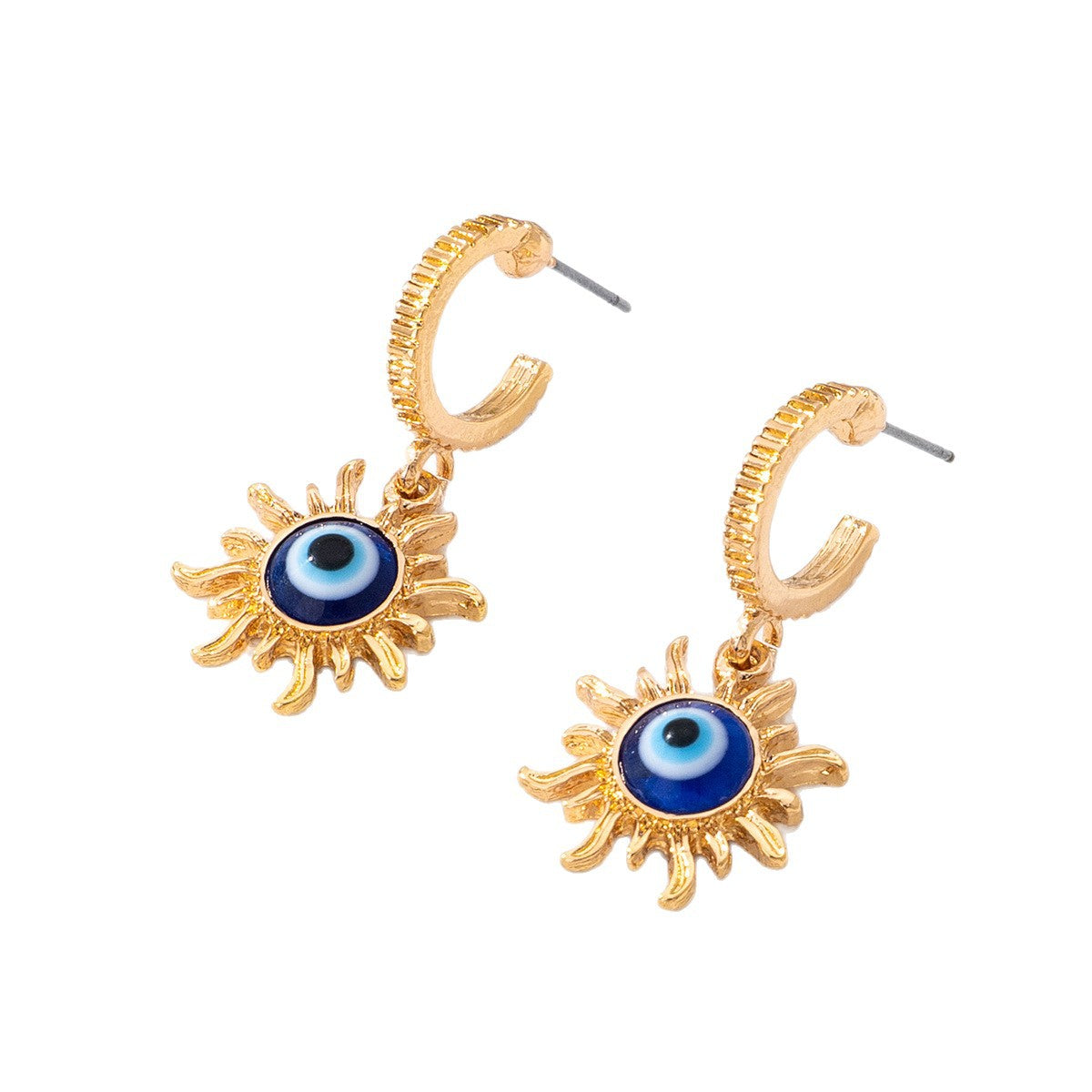 Wholesale zinc alloy drip-print devil eye earrings luxurious irregular eye earrings.